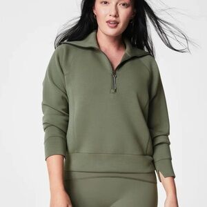 SPANX Air Essential Half Zip Sweatshirt - Clover Medium